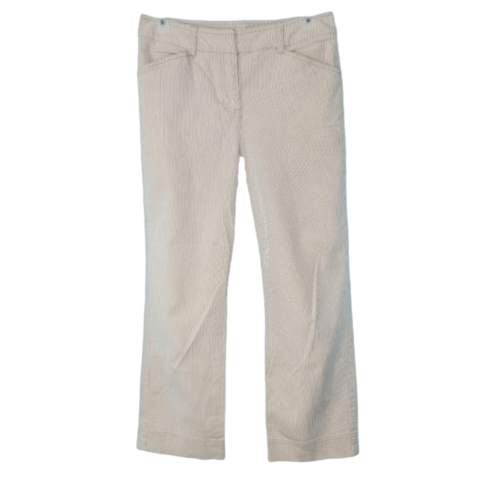 Jones New York Stretch Tan & White Seersucker Cropped Women's Pants Size 4